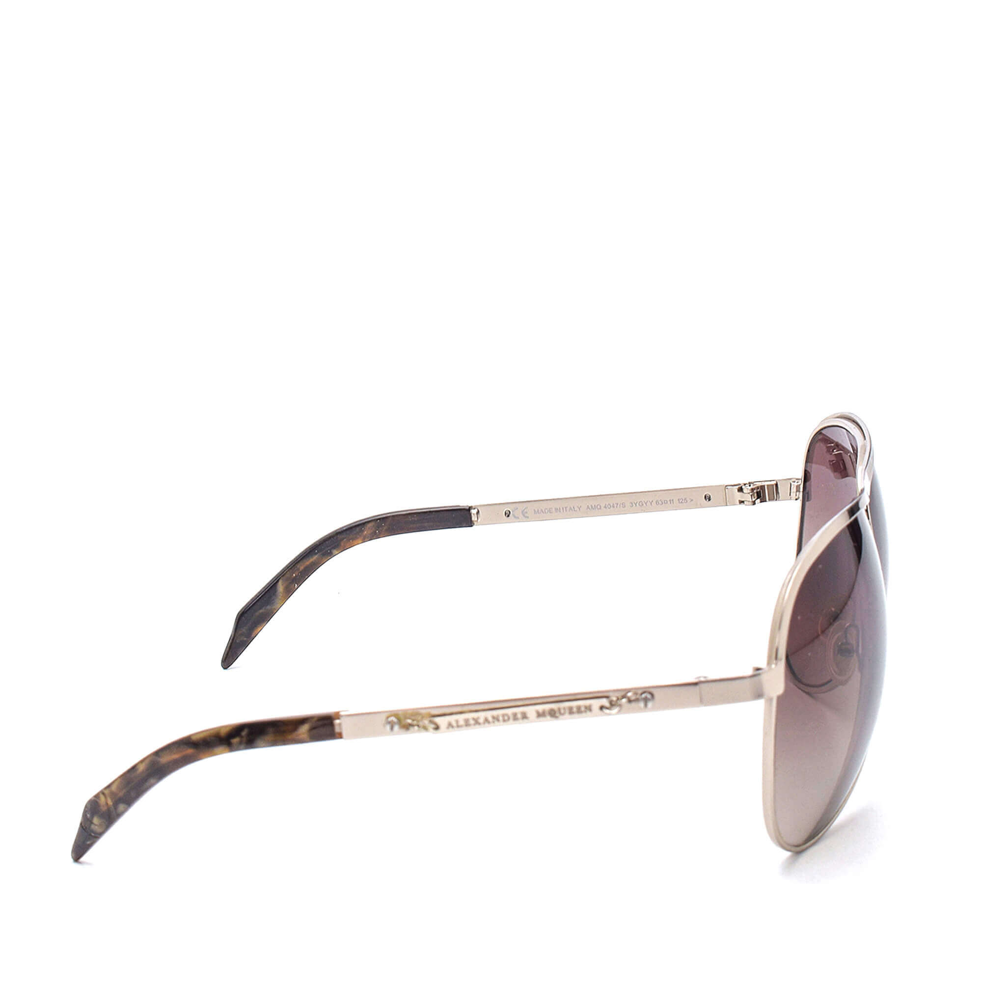 Alexander McQueen - Brown and Silver Metal Aviator Sunglasses